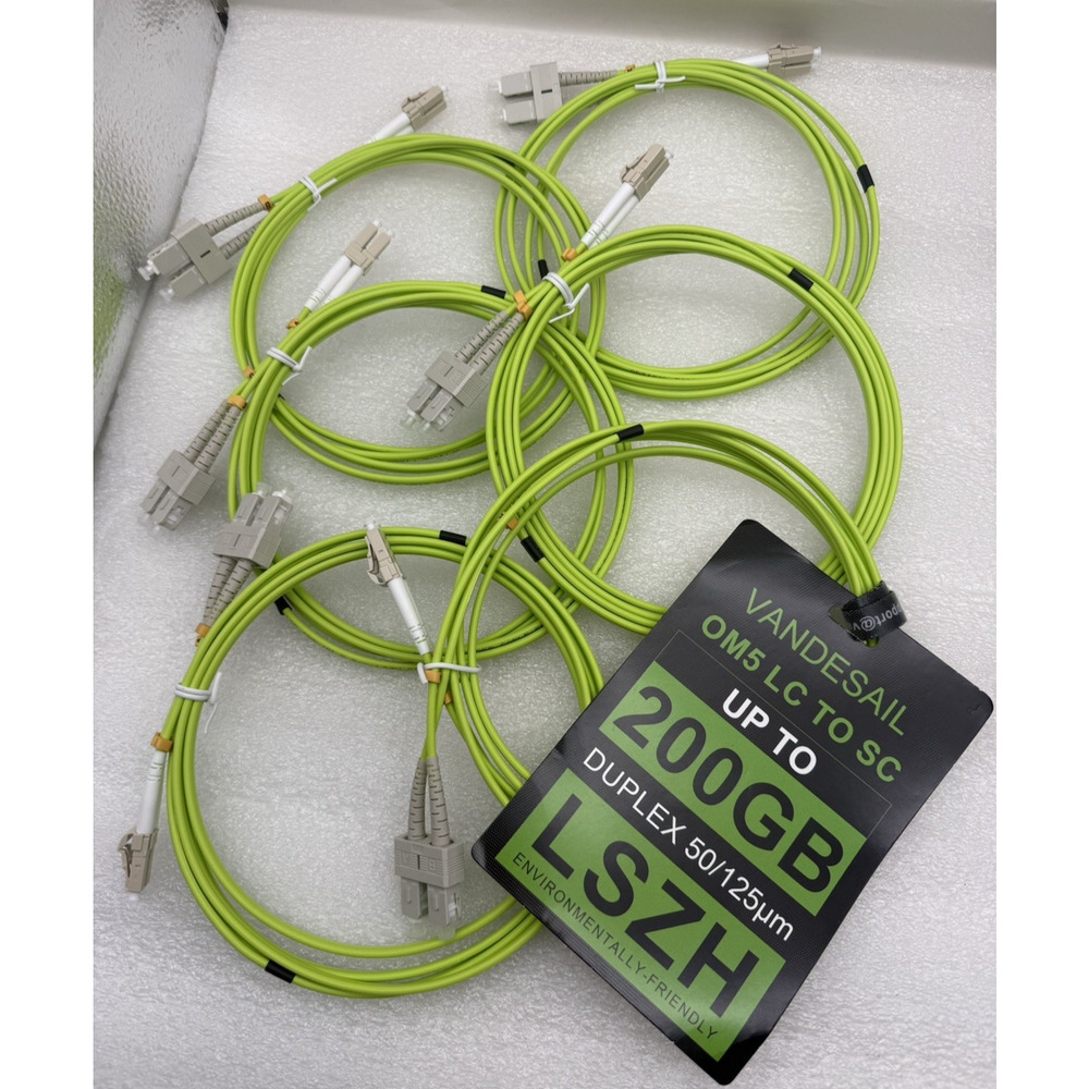 6 Pack LC to SC Fiber Patch Cable,3M OM5 Multimode 1/10/40/100Gbs Fiber Jumper..